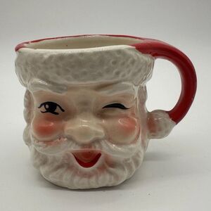 Vintage Winking Santa Mug Enesco Japan Left Eye Wink Open Mouth 2.75" Tall